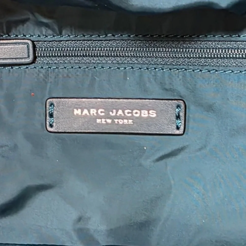 Marc Jacobs Crosby Quilted Nylon Backpack Teal Green Zip Pocket Adjustable